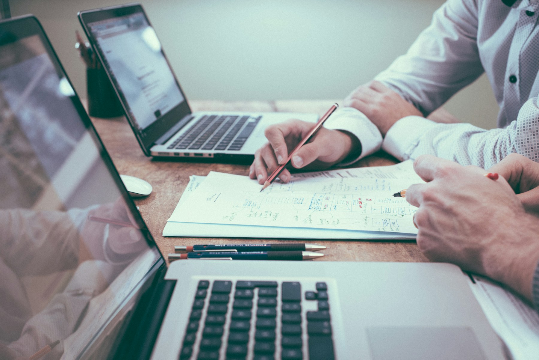 Financial planning documents and a working desk